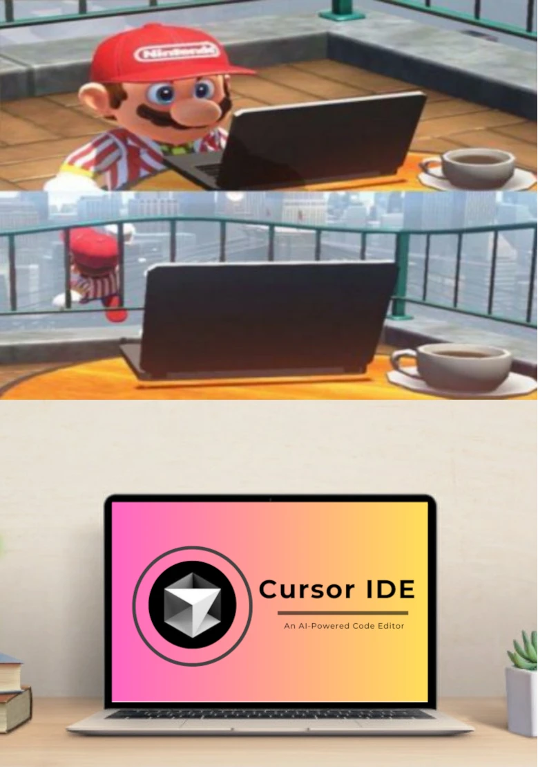 Mario throws himself off a building after looking at AI-powered Cursor IDE